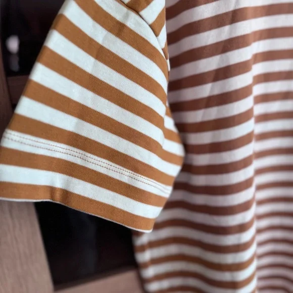 Lands' End Supima Cotton Striped Cowl Neck Top Women’s L Brown White NWT - Picture 3 of 11